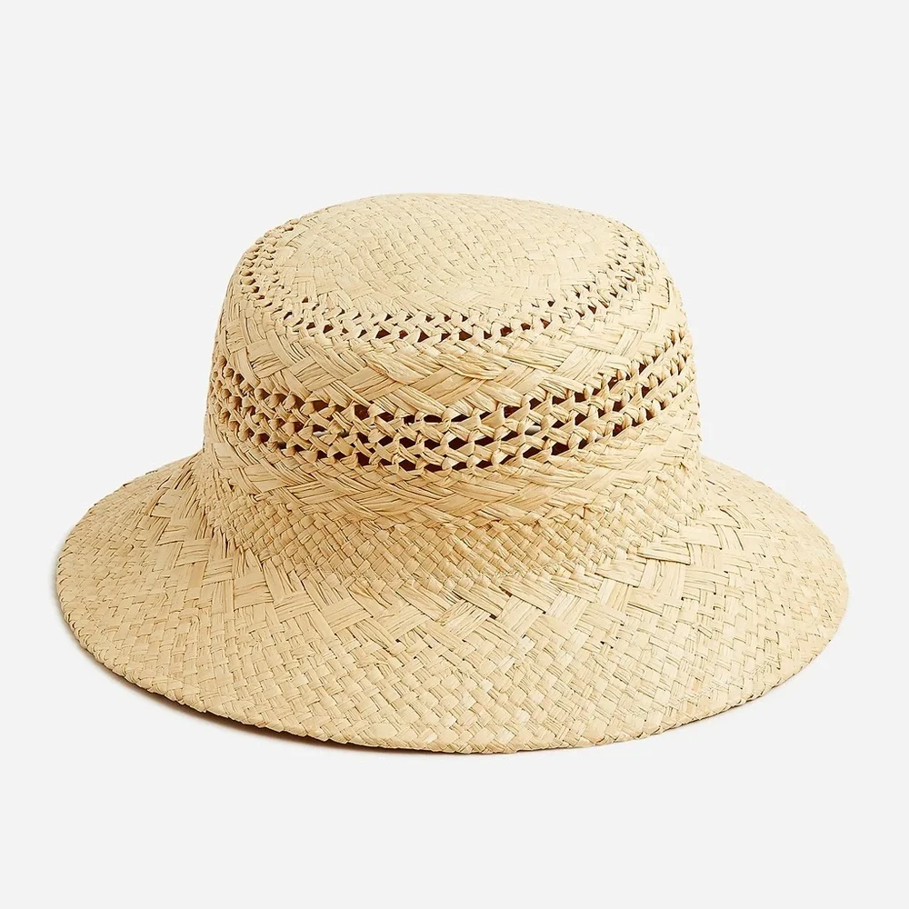 J.Crew Open-weave straw bucket hat